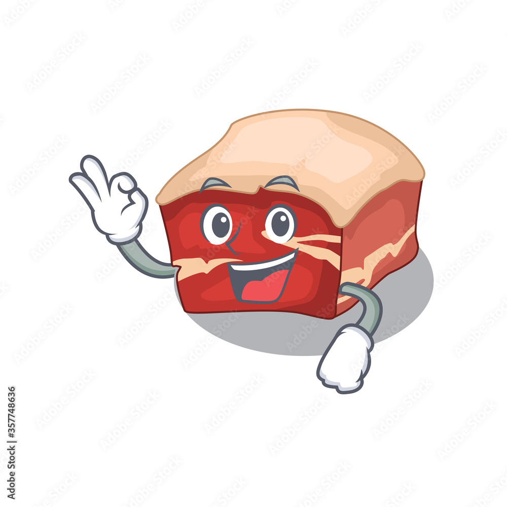 Obraz premium Pork belly cartoon mascot design with Okay finger poses