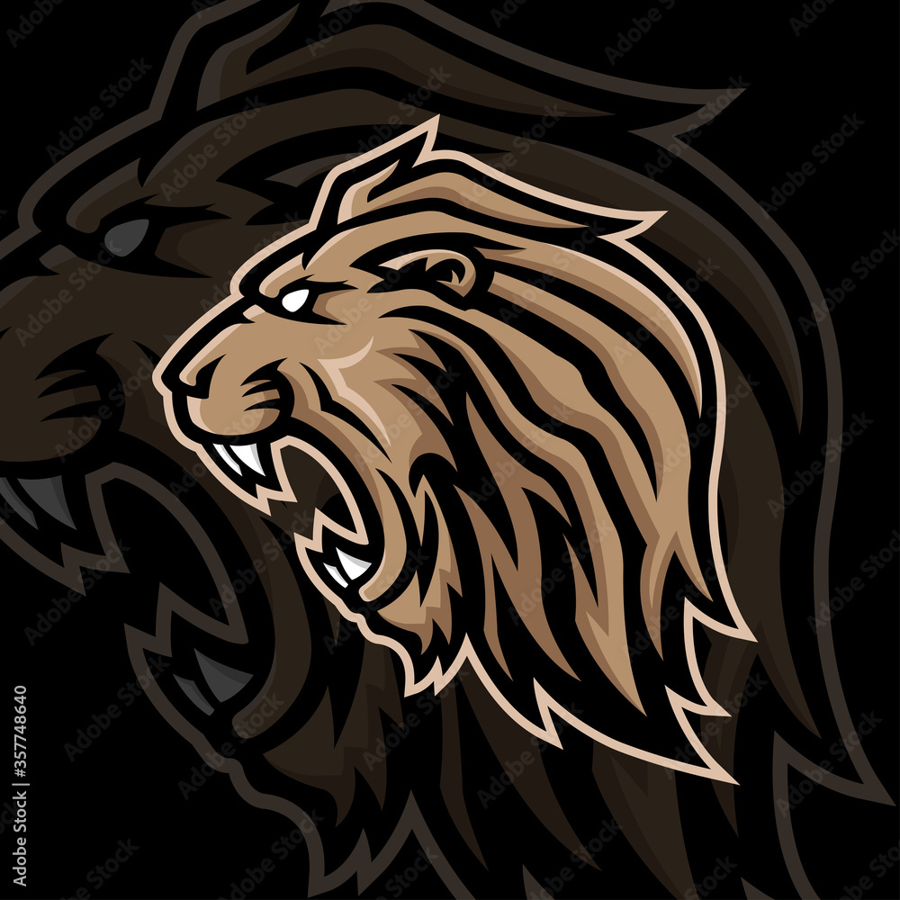 Fototapeta premium lion head mascot logo vector design template