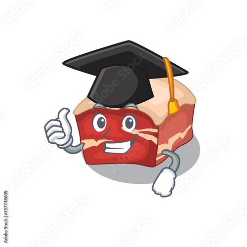 Pork belly caricature picture design with hat for graduation ceremony