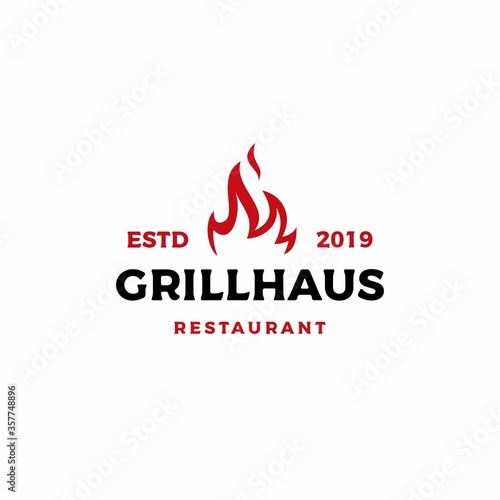 grill fire flame logo vector icon illustration