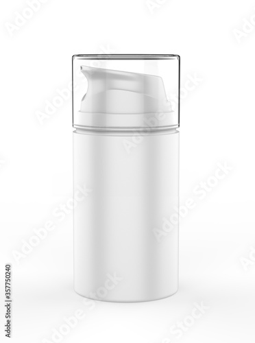 Blank Plastic Cosmetic Round Shape Lotion Bottle For Branding, 3d Render Illustration.