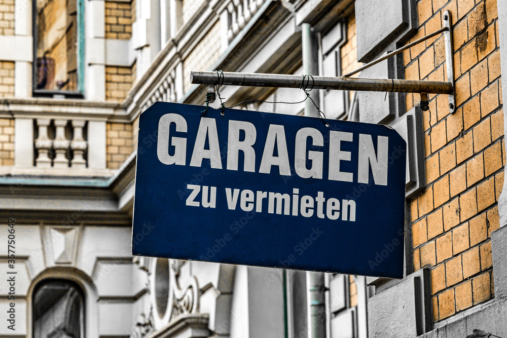 Obraz premium Garagen zu vermieten Werbeschild