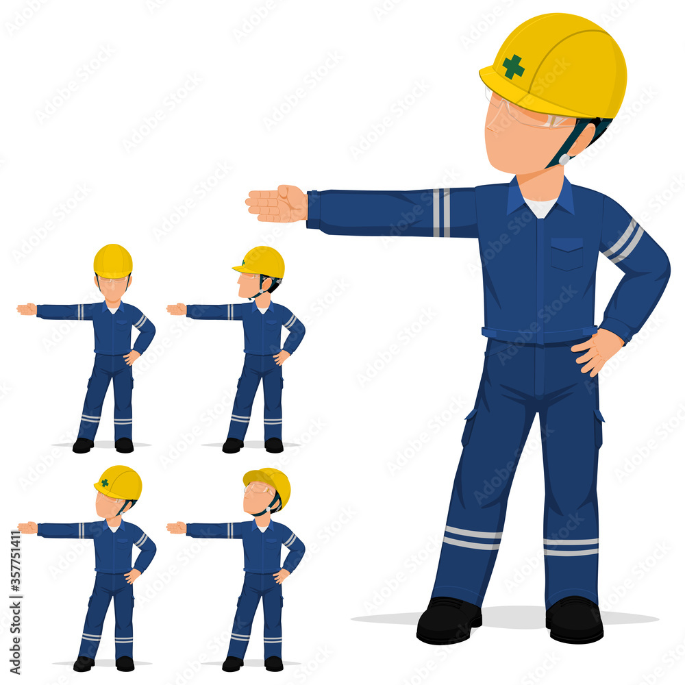 Set of industrial worker is presenting something Set of industrial worker is presenting something