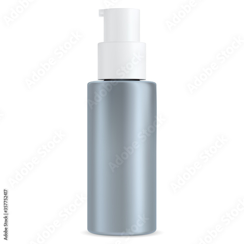 Moisturizer bottle. Pump dispenser for cosmetic lotion, shampoo. Hand or body wash packaging isolated on white background. 3d vector container mock up design for liquid product or serum