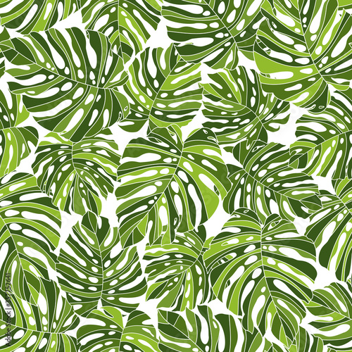 Beautiful tropical plant seamless pattern illustration 