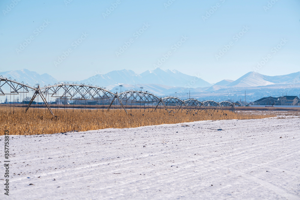 Large agricultural irrigation system, Utah Valley day light Large agricultural irrigation system, Utah Valley day light