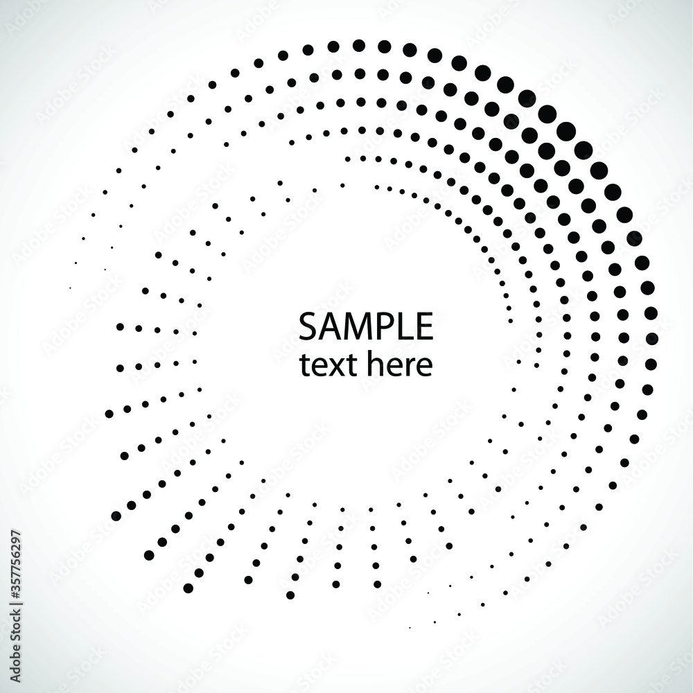 Halftone dots in circle form. round logo . vector dotted frame . design element