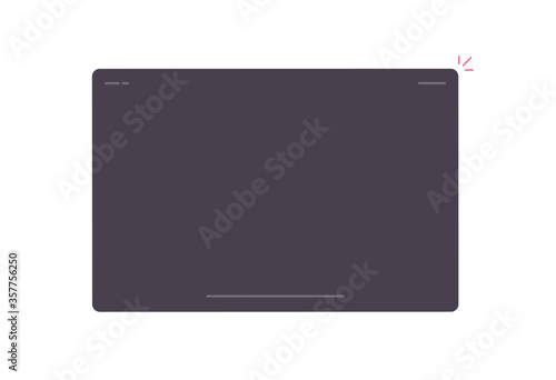 Tablet computer screen or empty blank black display for copy space vector flat cartoon style icon isolated on white background modern clipart image