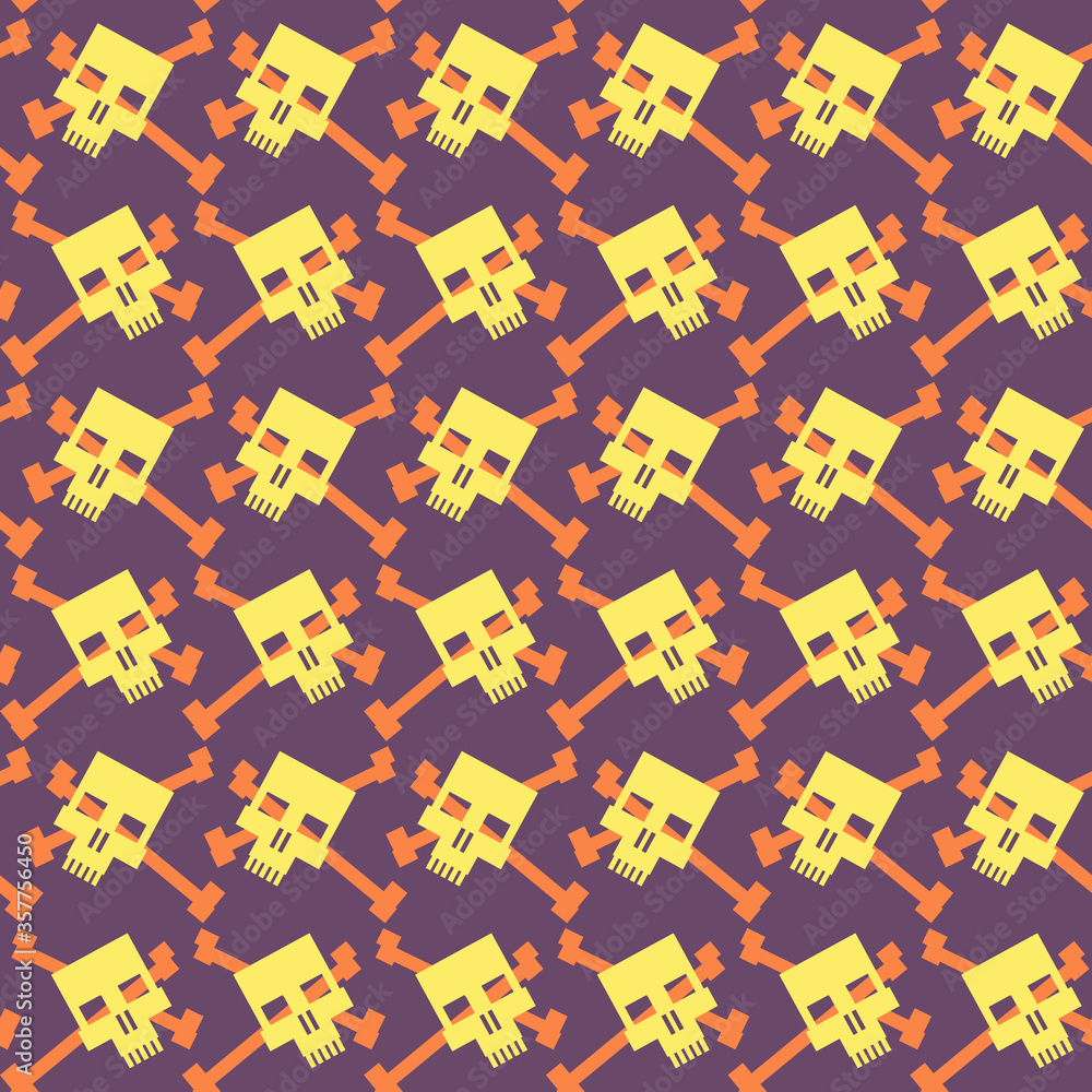 Seamless pattern with skulls and bones. Ornamental background. Vector colorful illustration. Endless texture. Seamless pattern with skulls and bones. Ornamental background. Vector colorful illustration. Endless texture.