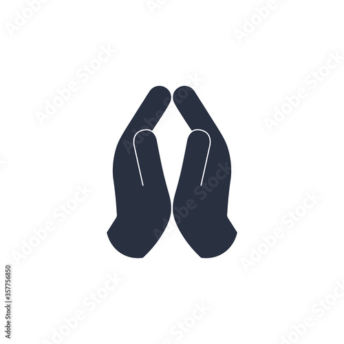 Silhouette of Prayer hands. praying to God. Faith act. Repentance icon. Stock vector illustration isolated on white background.
