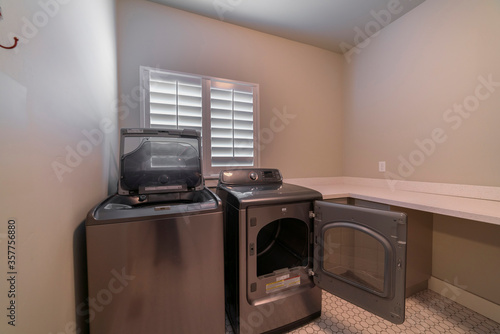 Electrical appliances in a laundry room interior