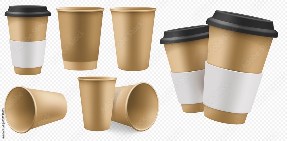 Craft cup paper. Blank brown coffee cup template with cardboard holder ...