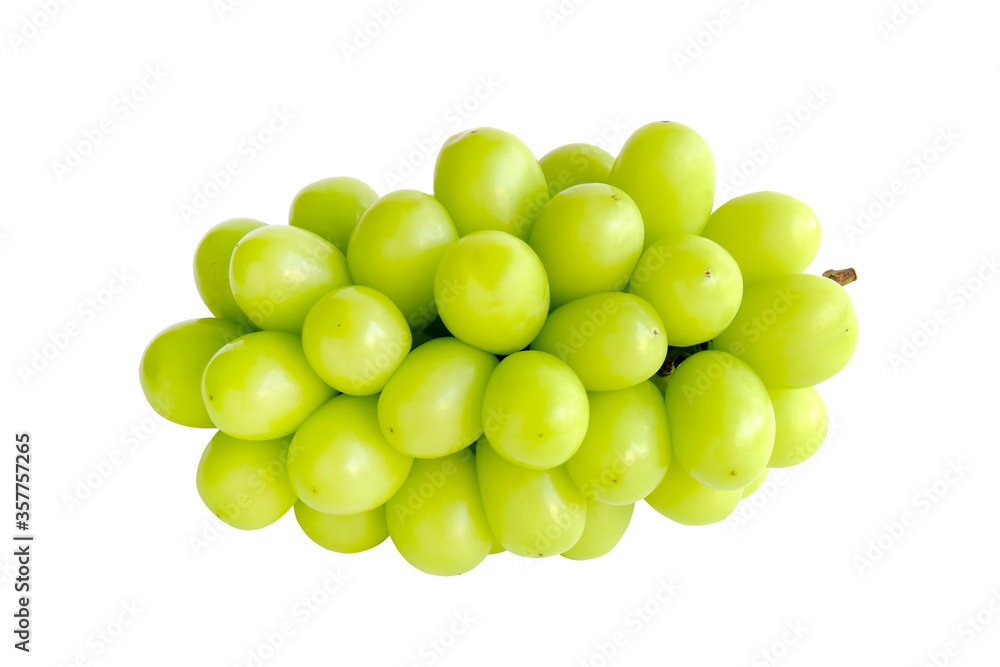 Beautiful bunch of green Shine Muscat grape isolated on white background