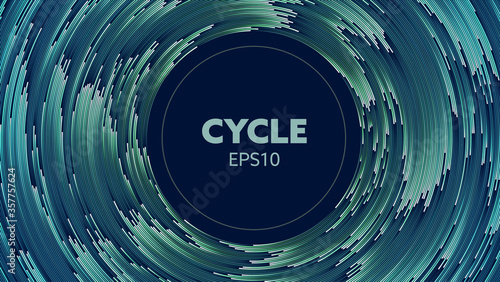 Concentric abstract vector particle motion with trail. Circle pattern tunnel