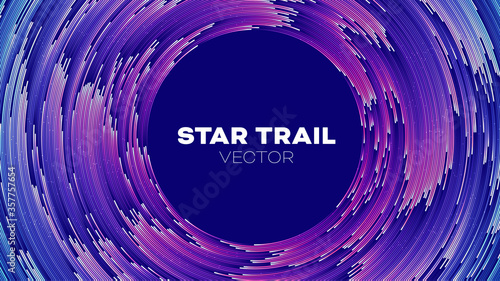 Concentric abstract vector particle motion with trail. Circle pattern tunnel. Orbit star tail
