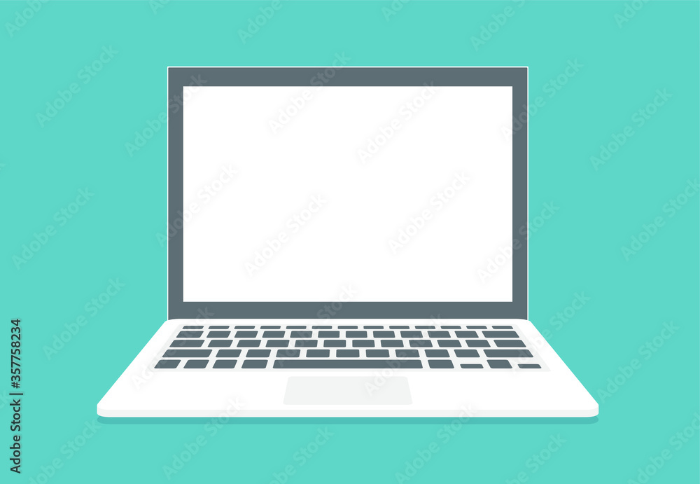 Blank screen laptop isolated on blue background. Vector illustration Blank screen laptop isolated on blue background. Vector illustration