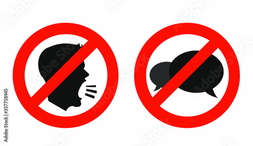 Keep silence glyph icons, prohibition and forbidden. Vector illustration