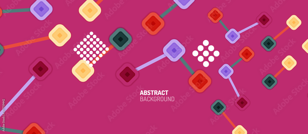 Abstract square dot connections, flat style multicolored geometric background for Wallpaper, Banner, Background, Card, Book Illustration, landing page or poster design Abstract square dot connections, flat style multicolored geometric background for Wallpaper, Banner, Background, Card, Book Illustration, landing page or poster design