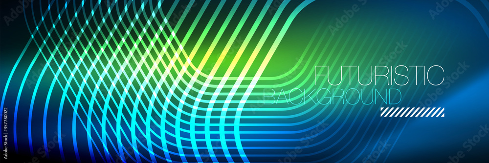 Shiny neon lines, stripes and waves, technology abstract background. Trendy abstract layout template for business or technology presentation, internet poster or web brochure cover, wallpaper Shiny neon lines, stripes and waves, technology abstract background. Trendy abstract layout template for business or technology presentation, internet poster or web brochure cover, wallpaper