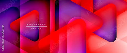 Triangle shapes geometric abstract background. 3D shadow effects and fluid gradients. Modern overlapping forms wallpaper for your text message