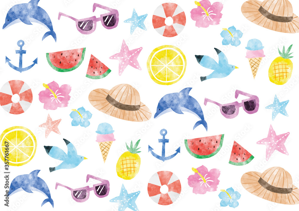 Obraz premium 夏イラスト_模様_水彩
