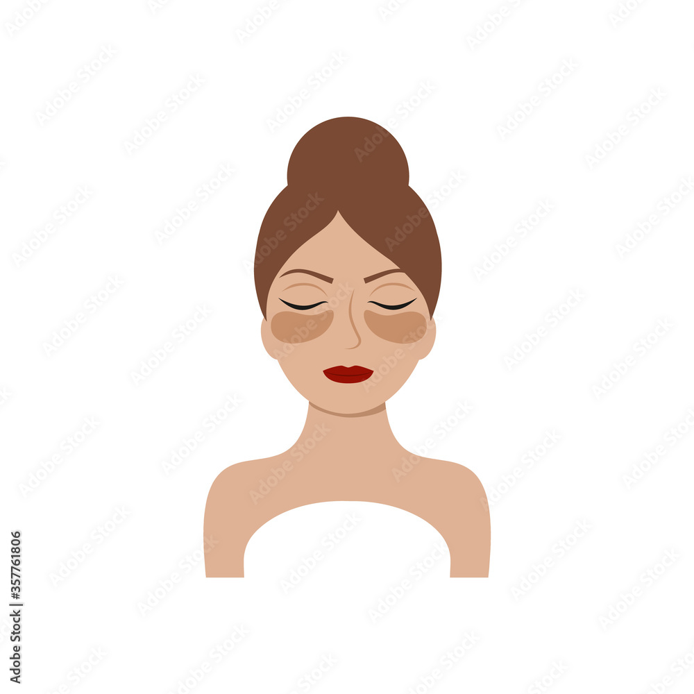 Icon of a beautiful girl with patches under her eyes. Korean cosmetics and skin care around the eyes. Logo of a beauty Studio, beauty salon, medical center, cosmetology. Body and face care and health Icon of a beautiful girl with patches under her eyes. Korean cosmetics and skin care around the eyes. Logo of a beauty Studio, beauty salon, medical center, cosmetology. Body and face care and health