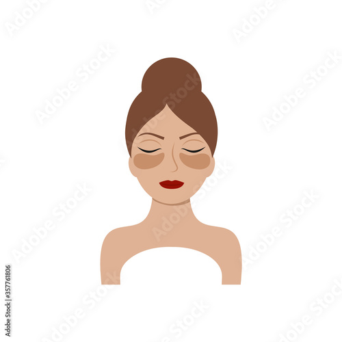 Icon of a beautiful girl with patches under her eyes. Korean cosmetics and skin care around the eyes. Logo of a beauty Studio, beauty salon, medical center, cosmetology. Body and face care and health