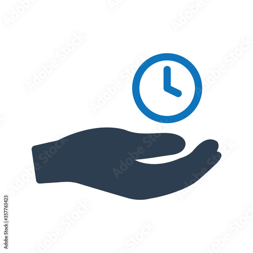 Hand Holding Clock Icon. Time management, business, efficiency icon