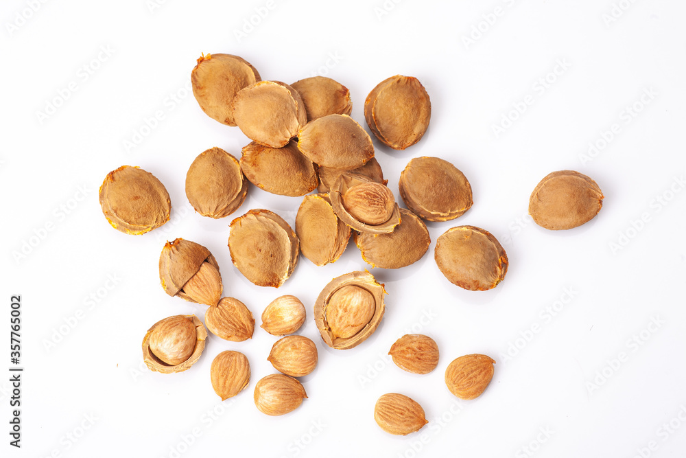 apricot kernel isolated on white background, ecologic food apricot kernel isolated on white background, ecologic food