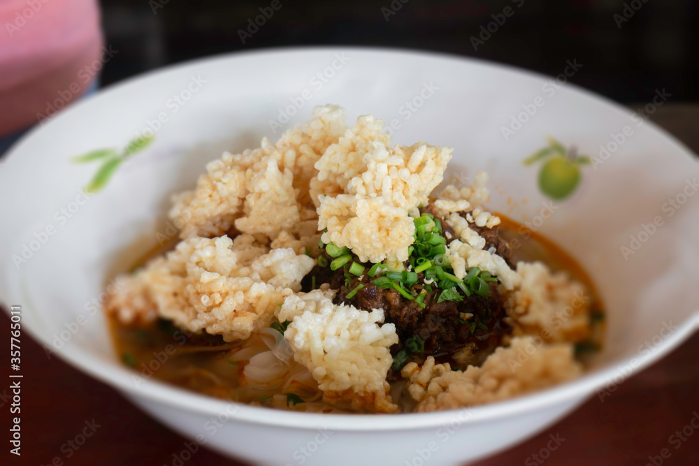 Local Thai style noodles pork soup