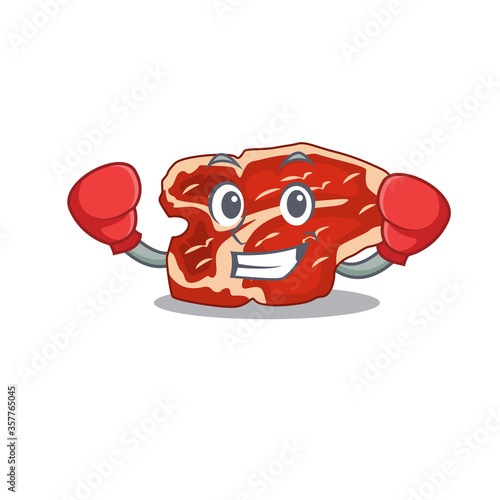 T-bone Caricature character design as a champion of boxing competition