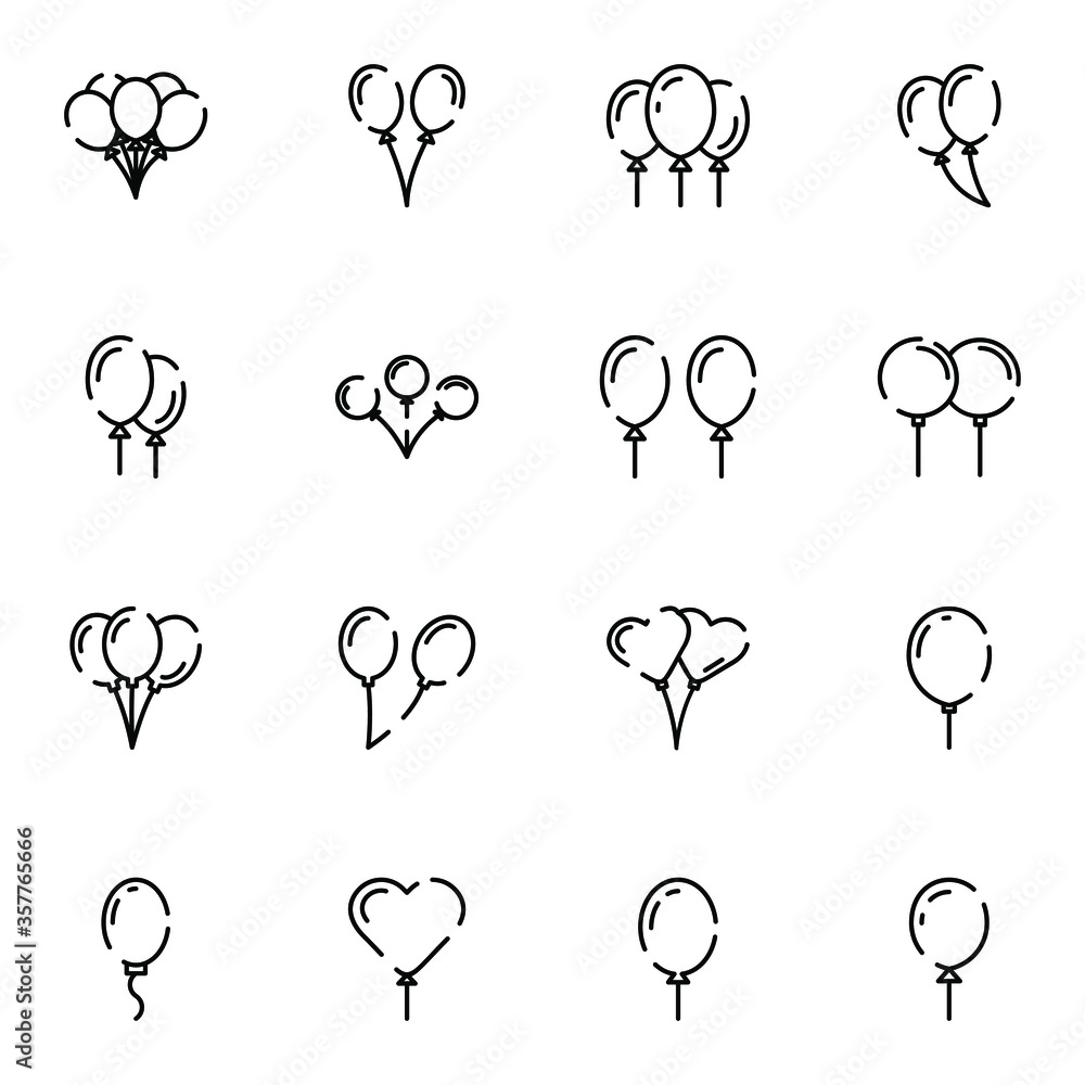 Balloon icon set. Simple ballon outline icon sign concept. vector illustration. Balloon icon set. Simple ballon outline icon sign concept. vector illustration.