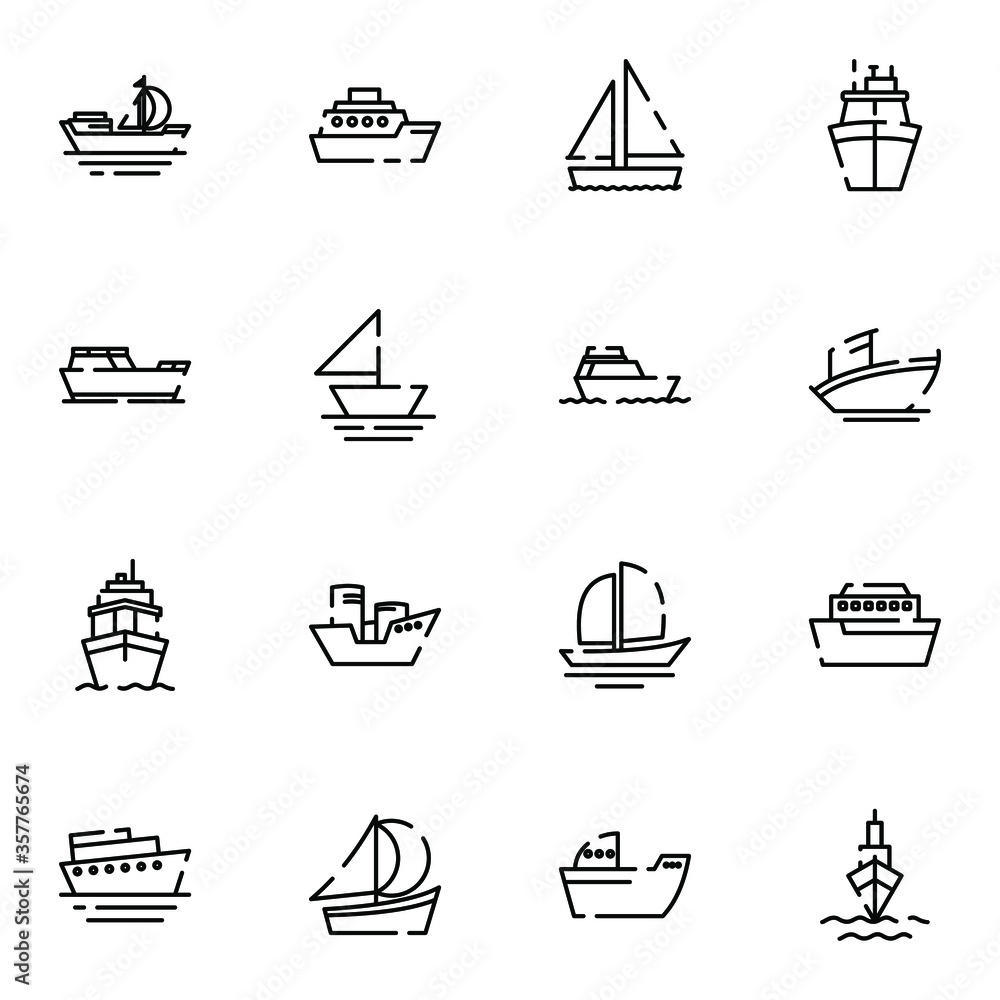 ship, boat, cargo icon set. Simple vessel, shipboard outline icons sign vector illustration. ship, boat, cargo icon set. Simple vessel, shipboard outline icons sign vector illustration.
