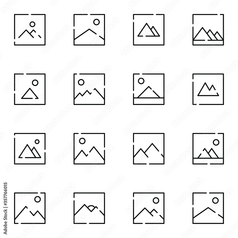 Photo, photo card icon set. Simple gallery, picture, image outline icons sign, vector illustration. Photo, photo card icon set. Simple gallery, picture, image outline icons sign, vector illustration.