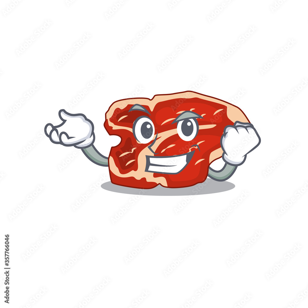 A caricature design concept of T-bone with happy face A caricature design concept of T-bone with happy face