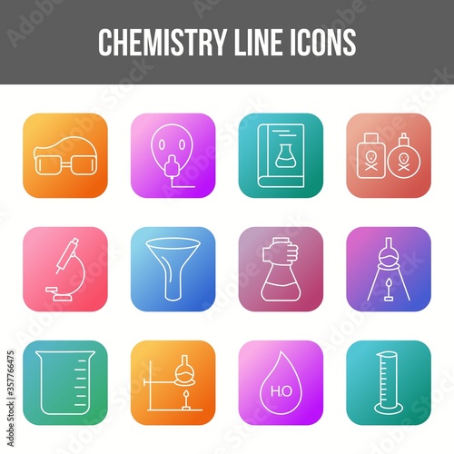 Unique chemistry vector line icon set