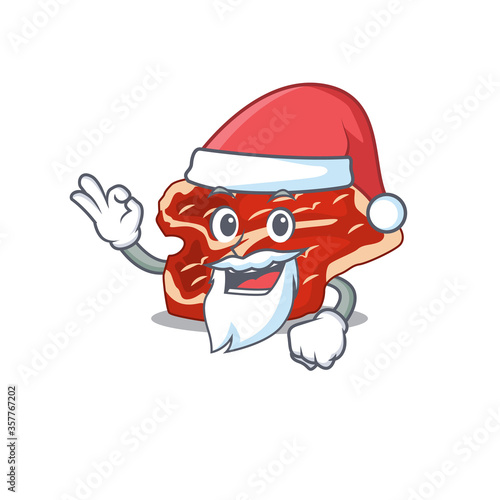 cartoon character of T-bone Santa with cute ok finger © kongvector