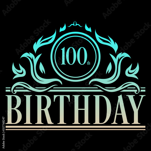 Luxury 100th Birthday Logo illustration vector