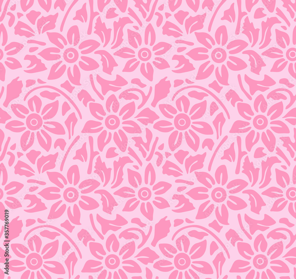 Japanese Pink Flower Ivy Vector Seamless Pattern Japanese Pink Flower Ivy Vector Seamless Pattern