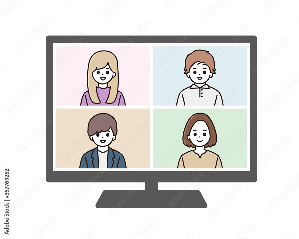 ビデオ会議 Web会議 イラスト ビデオ会議 Web会議 イラスト
