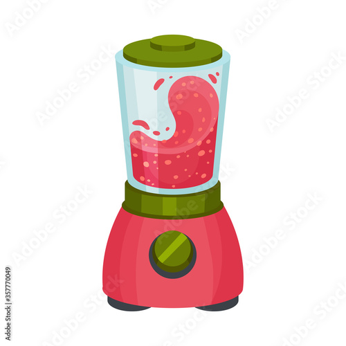 Blender with Pink Juicy Smoothie Inside Vector Illustration.