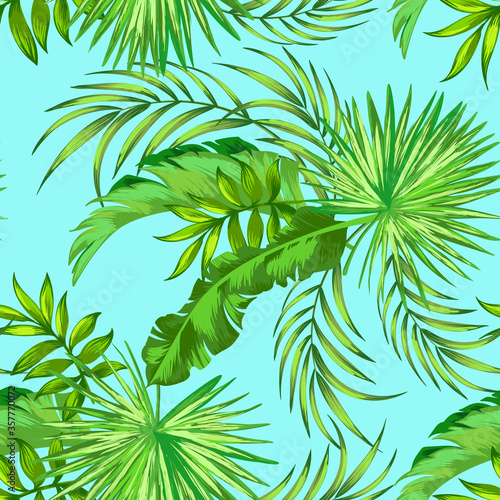 Tropical leaves vector pattern. summer botanical illustration for clothes  cover  print  illustration design. 