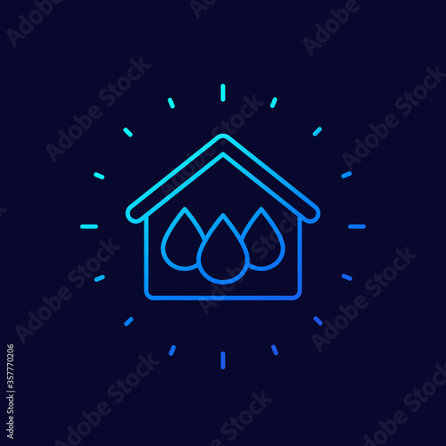 house and water line vector icon