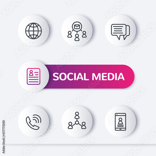 social media, people line icons