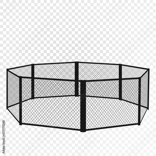 MMA cage. Octagon isometric view. Vector flat illustration.