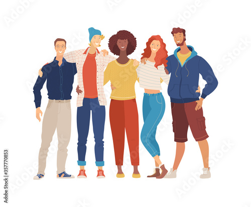 Friends, boys and girls flat vector illustration