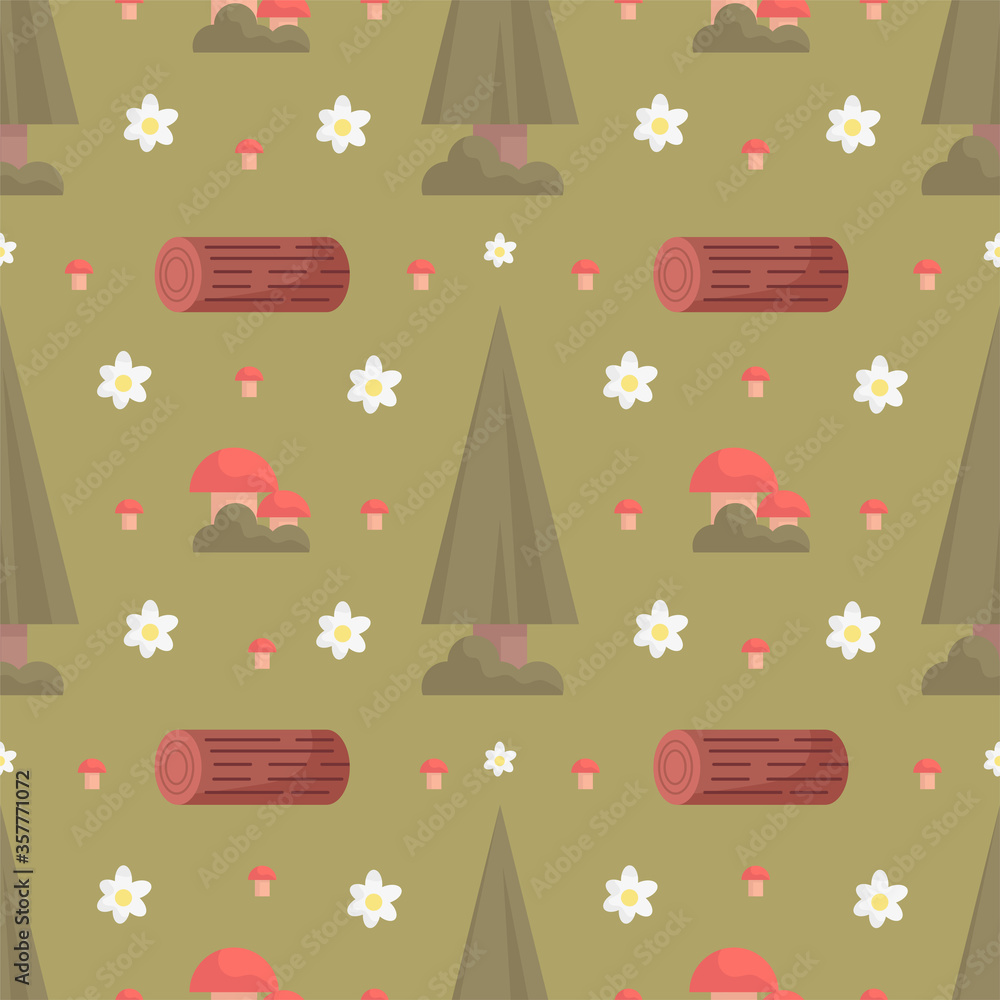 Seamless nature pattern in a flat style.