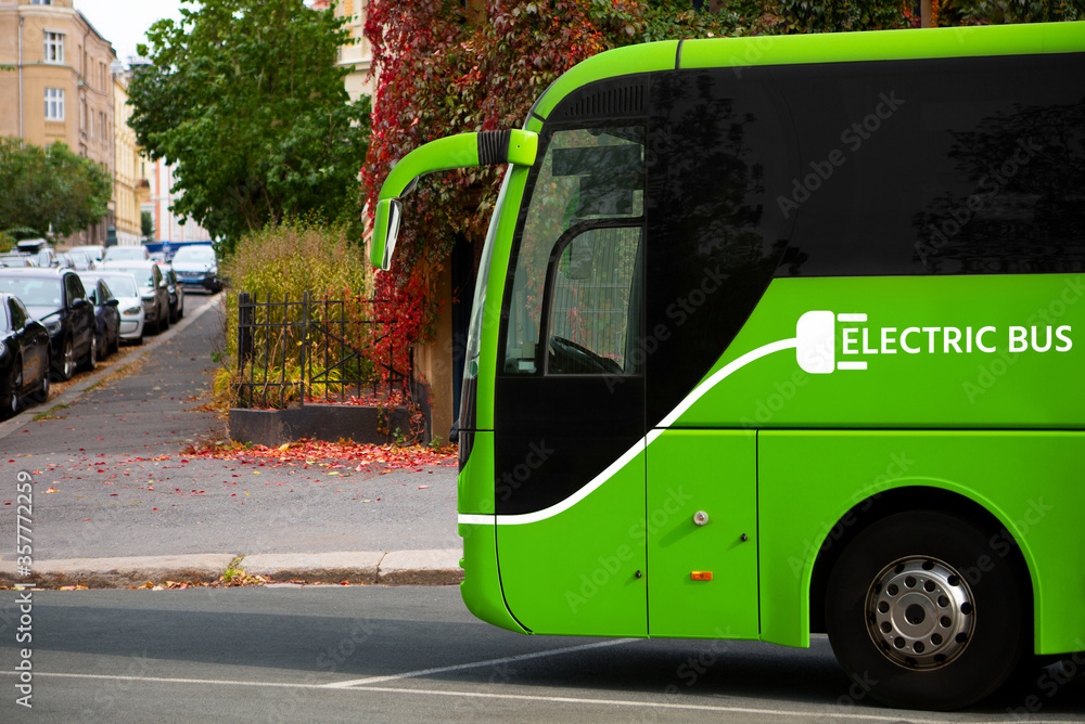 Electric tourist bus on a city street
