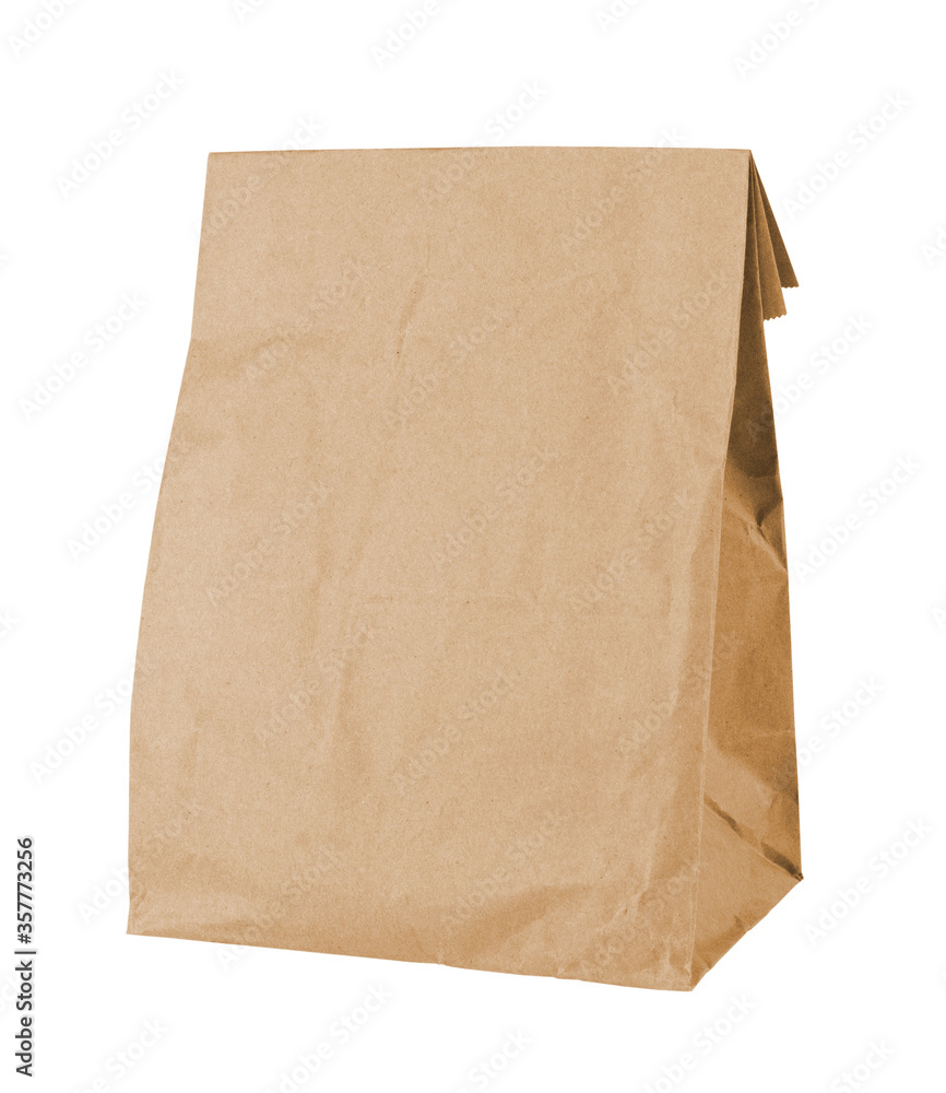 Brown clear empty blank craft paper bag for takeaway isolated Brown clear empty blank craft paper bag for takeaway isolated