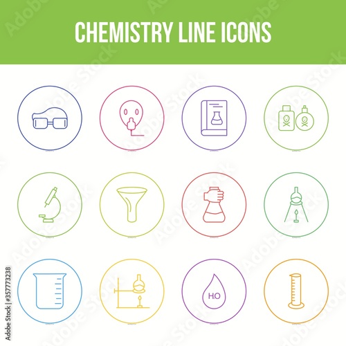 Unique chemistry vector line icon set
